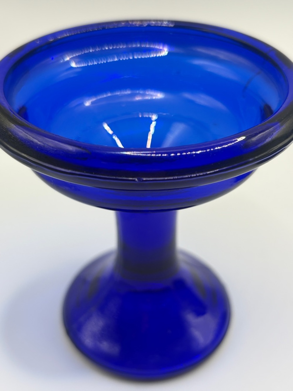 Vintage Cobalt Floral Glass Pedestal Fairy Light Fairy Lamp Candle Holder Decor - Picture 13 of 17